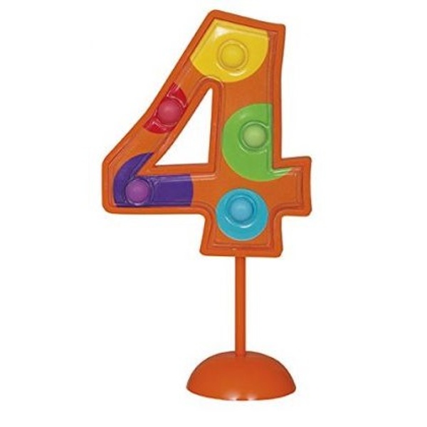 Dekorace blikající číslo 4 oranžové sbalónky