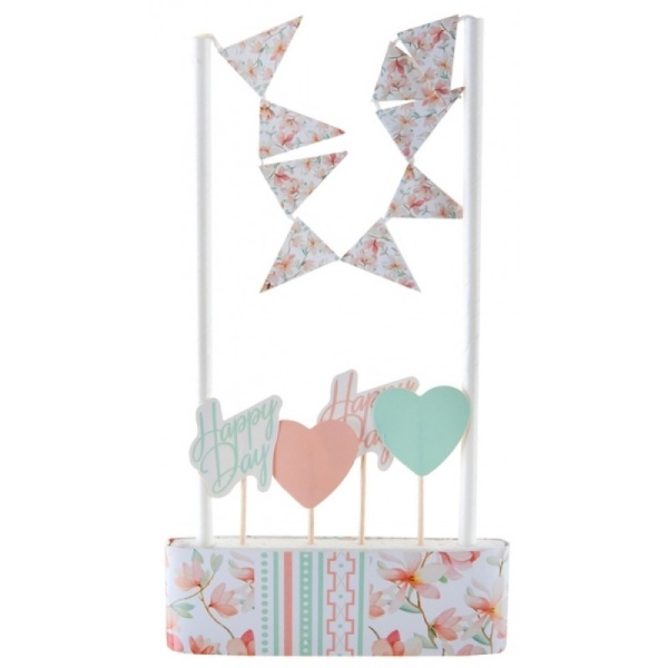 Dekorace na dort Happy Day se srdíčky 6 ks