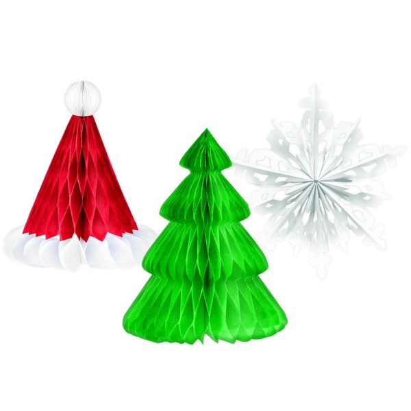 VÁNOČNÍ Dekorace závěsné – strom, vločka, čepice