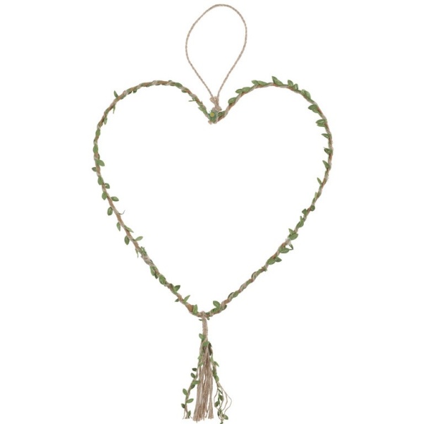 DEKORAČNÍ srdce závěsné přírodní 30x77cm