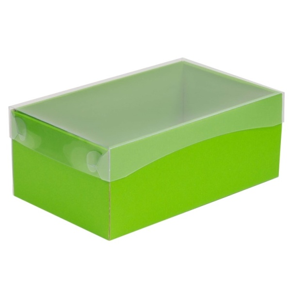 Dárková krabička pevná s průhledným víkem 260 x 160 x 100 mm zelená