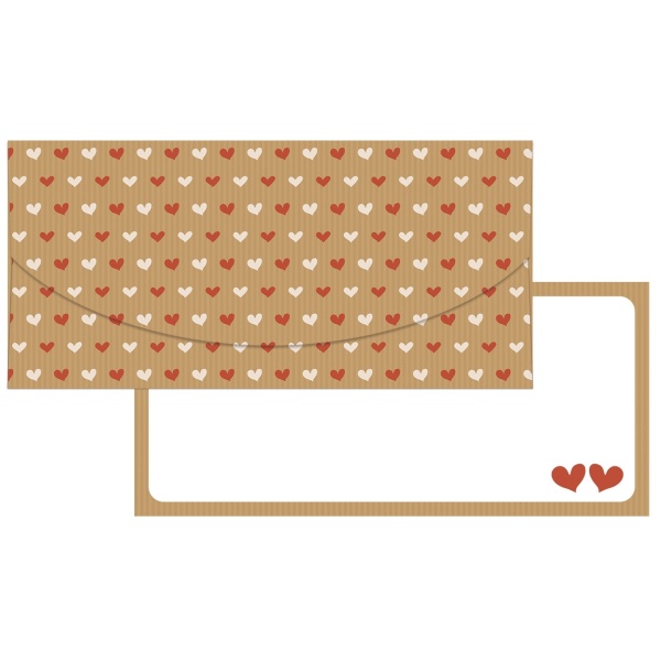 Dárková obálka přírodní se srdíčky