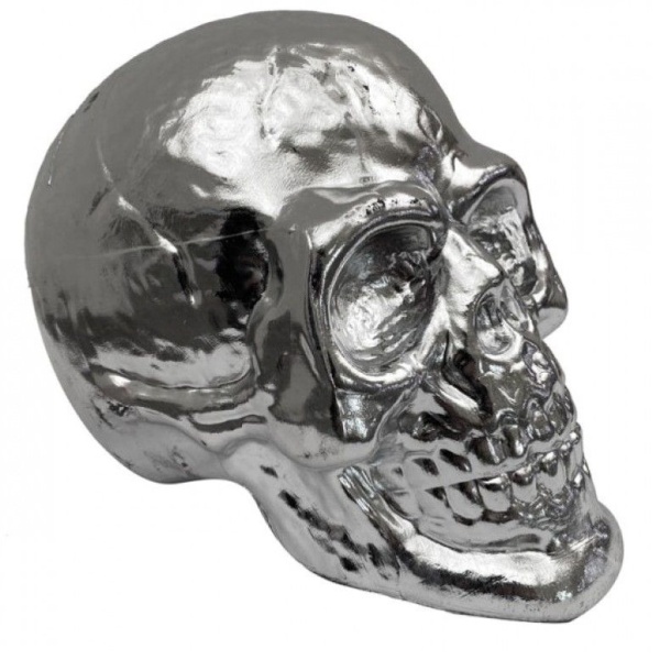 Dekorace Lebka stříbrná 17 x 11,5 x 13,5 cm