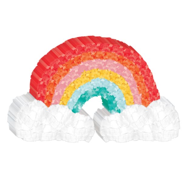 Rainbow retro party - Dekorace papírová, 11,4 x 19 cm