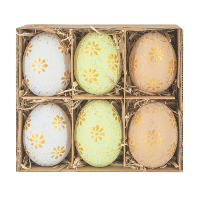 Dekorace Velikono�n� - Vaj��ka se zlat�mi kv�ty mix 6 ks