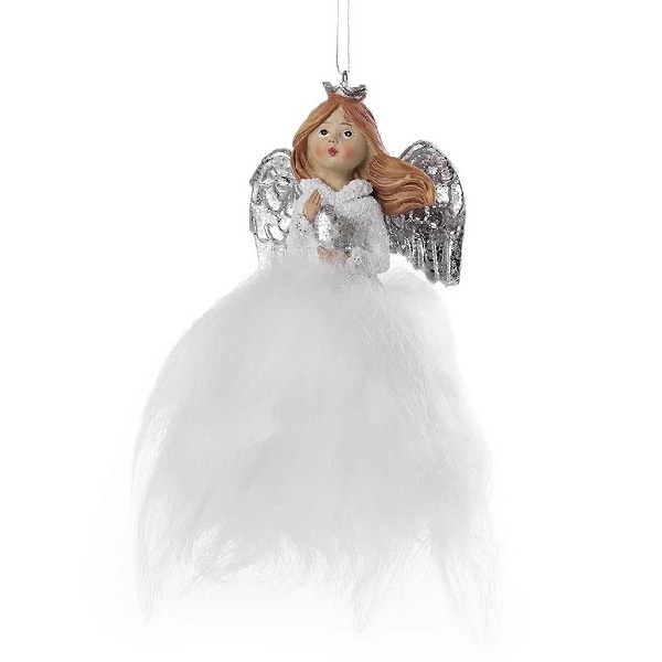 Dekorace anděl svítící k zavěšení bílá 1 ks