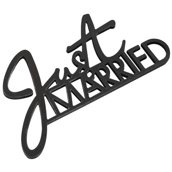 Dekorace dřevěná Just Married černá 7 x 12 cm 6 ks