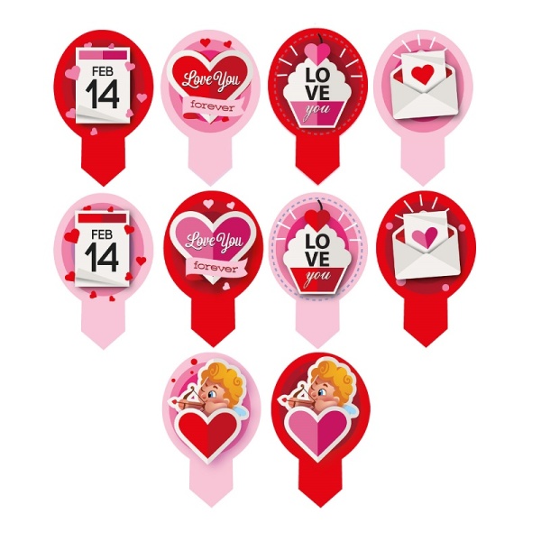 Dekorace na cupcakes z jedlého papíru Valentýn 20 ks 6,5 x 4 cm