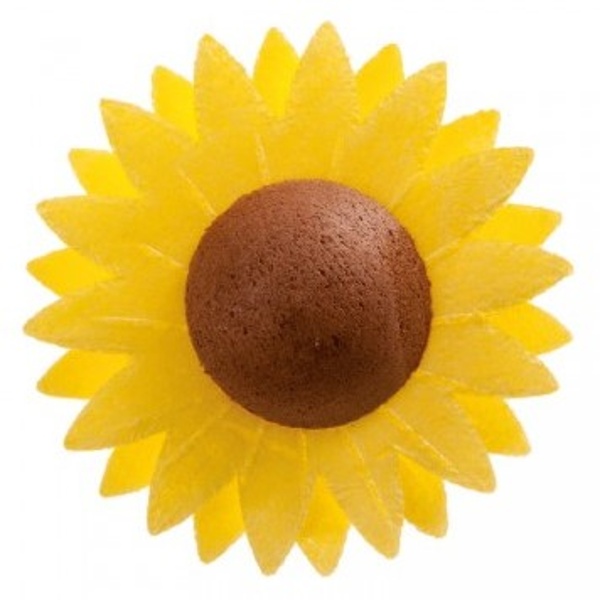 Dekorace na dort z jedlého papíru Slunečnice 4,5 cm 150 ks