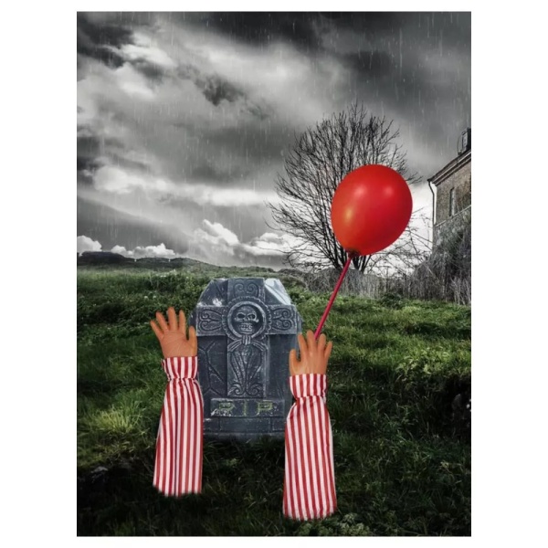 Halloween Horror - Dekorace na trávník Klaun "To" s náhrobkem
