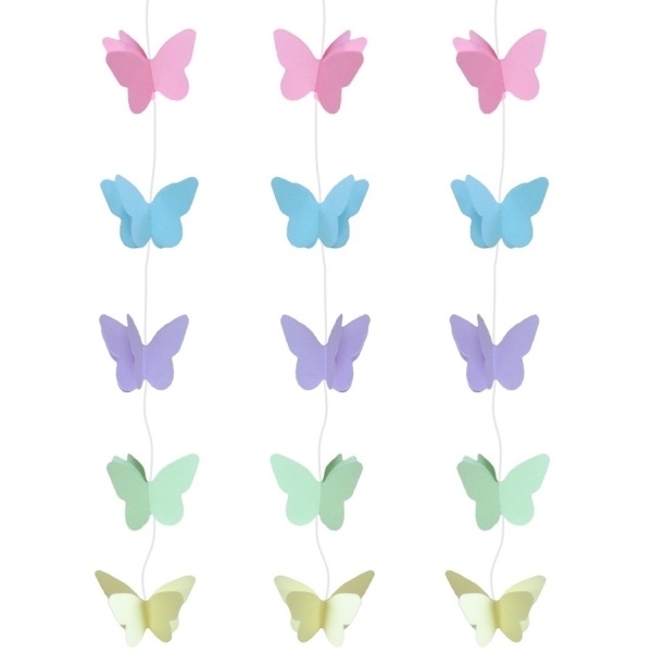 Dekorace závěsná motýlci barevní 2m