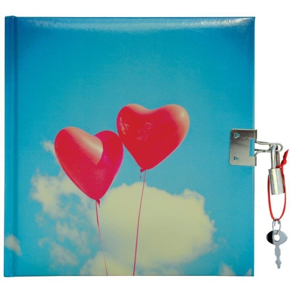 Deník se zámkem Balónky srdce 15 x 18 cm