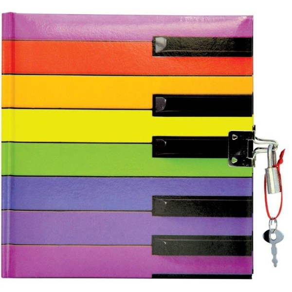 Deník se zámkem Duhový klavír 15 x 18 cm