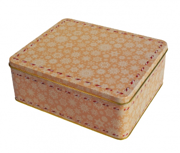 Dóza plechová Sněhové vločky 24 x 11 cm