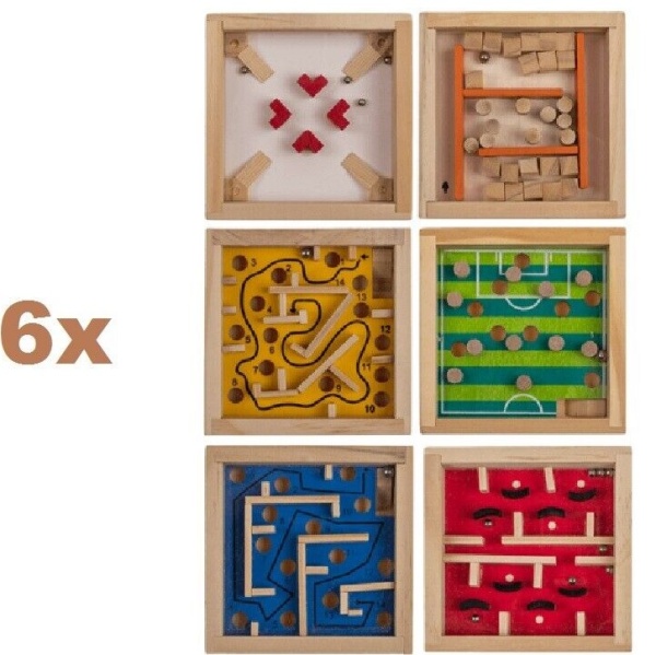 Levně Dřevěná hra Labyrint mix druhů 9 x 9 cm 1ks