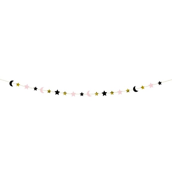 Girlanda hvězdy a měsíce, mix barev, 1,9 m