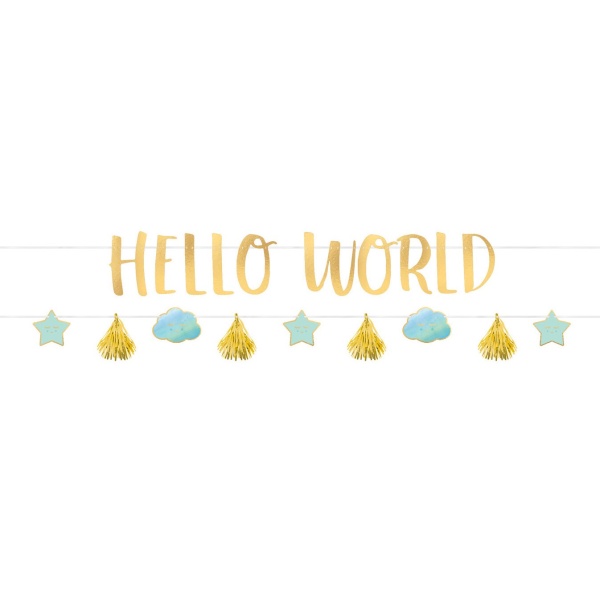 Girlanda s nápisem Hello World a doplňky 176 cm 2 ks