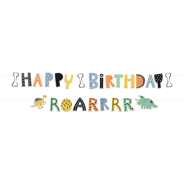 Dino Roars "Happy Birthday" Girlanda 2 kusy