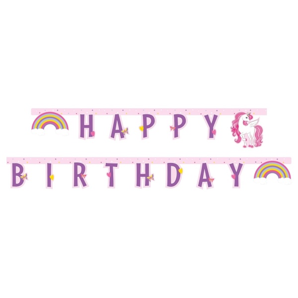 Levně Girlanda "Happy birthday" Jednorožec Rainbow Colors