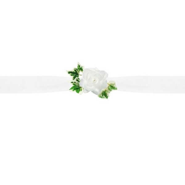 Levně Girlanda tylová bílá s růžemi na auto 1,7 m