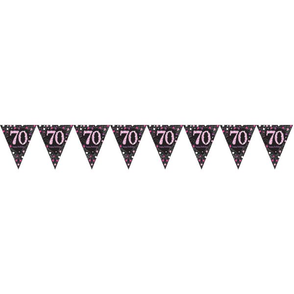 Girlanda vlaječková Sparkling růžová "70" 396 cm