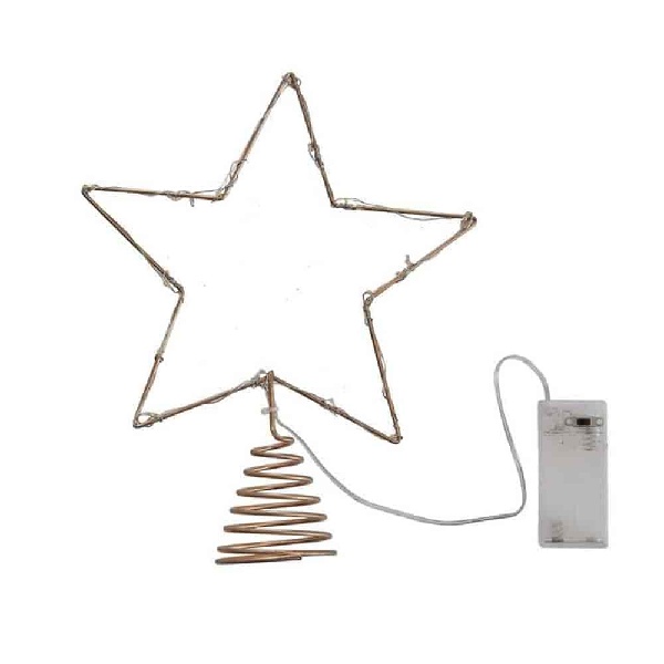 Dekorace vánoční - Hvězda na stromeček zlatá se světýlky 25 x 20 cm