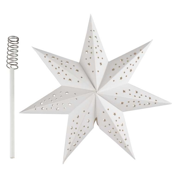 Hvězda papírová bílá špička na stromeček 15 cm