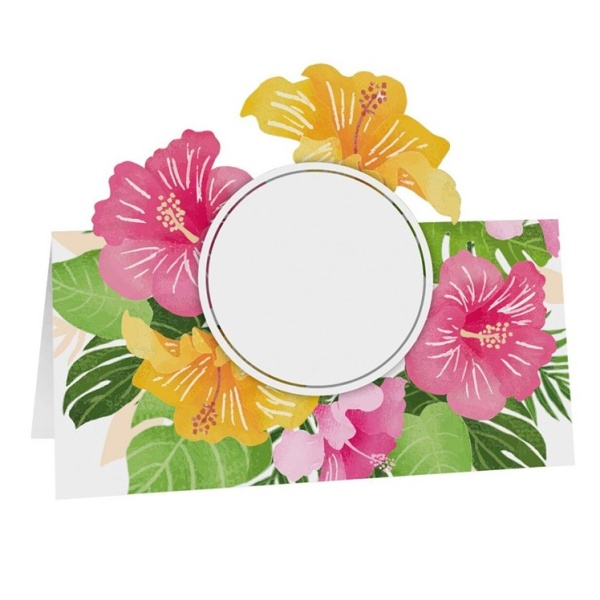 Levně Aloha party - Jmenovky na stůl Tropické květy 8x8 cm 6ks