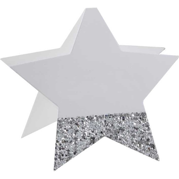 Vánoční jmenovky Hvězda se stříbrnými glitry 6 ks