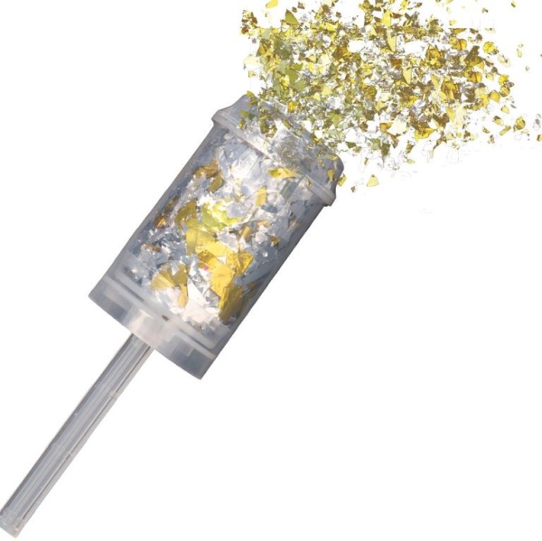 KONFETY vystřelovací folie zlatostříbrné