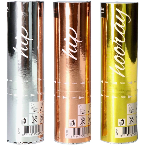 Konfety vystřelovací metalické set 15 cm 3 ks