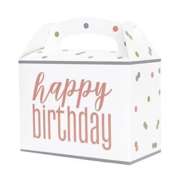 KRABIČKY na výslužku Happy Birthday puntíky 6ks