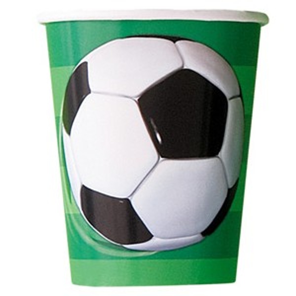 Levně Kelímky papírové 3D Fotbalový míč 270 ml 8 ks
