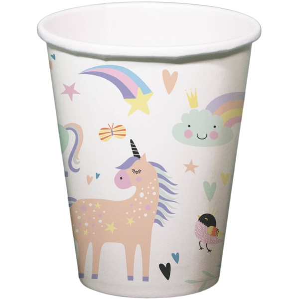Levně Unicorn party Rainbow - Kelímky papírové Jednorožec 250 ml 6 ks