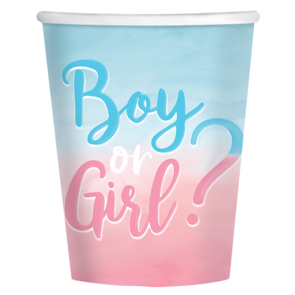 Levně Baby shower "Boy or Girl" - Kelímky papírové 250 ml 8 ks