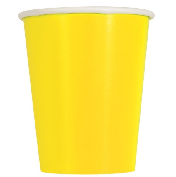 Levně Kelímky papírové neonově žluté 270 ml 8 ks