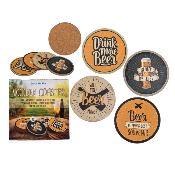 Korkové podtácky Pivo 10 cm 4 ks