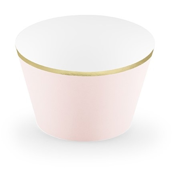 Obal na Košíčky na cupcakes růžové se zlatým okrajem 6 ks