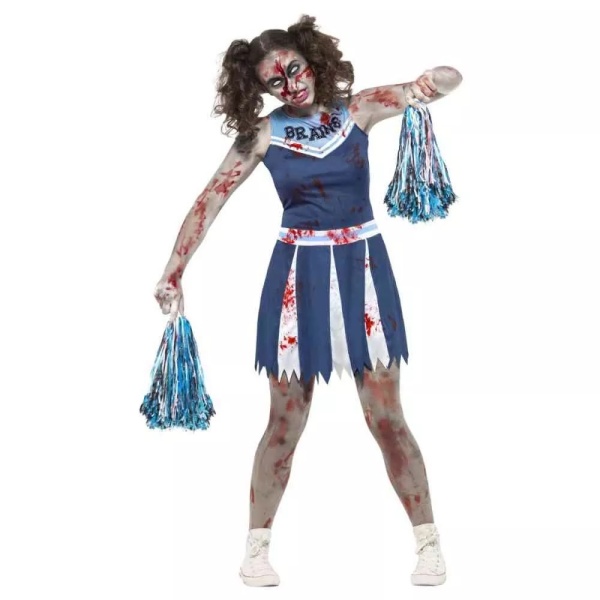 Levně Kostým dámský Zombie roztleskávačka modrá vel. S