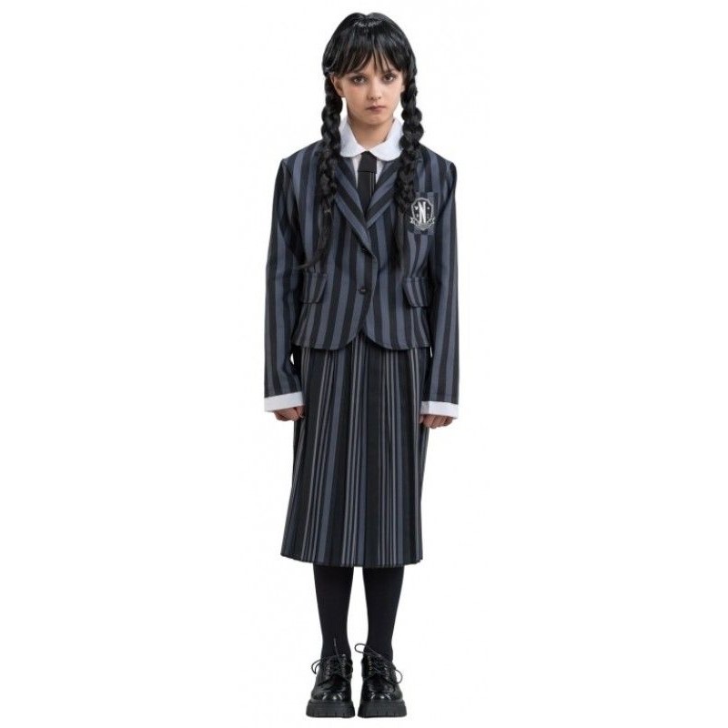 Levně Kostým dívčí Wednesday školní uniforma černá/šedá