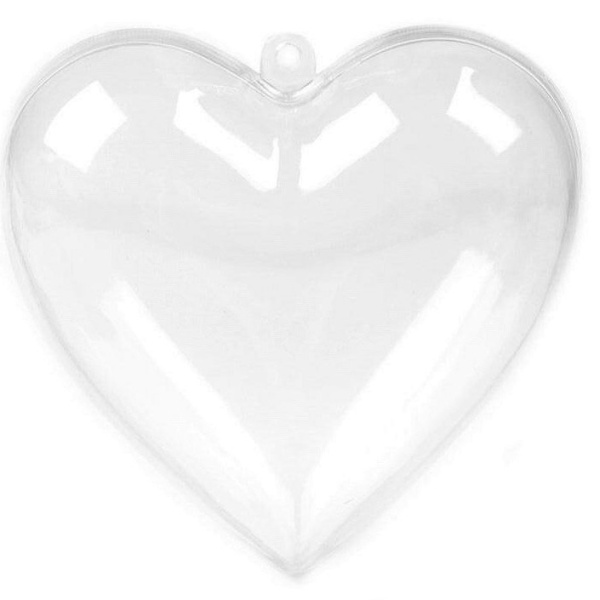 Levně Krabička plastová Srdce transparentní dvoudílné 10 x 10 cm