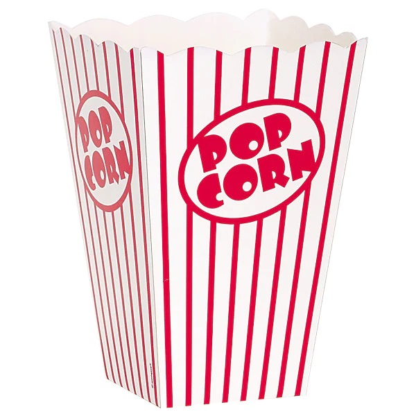 Levně Krabičky na popcorn Červené proužky 15 x 11 x 11 cm 10 ks