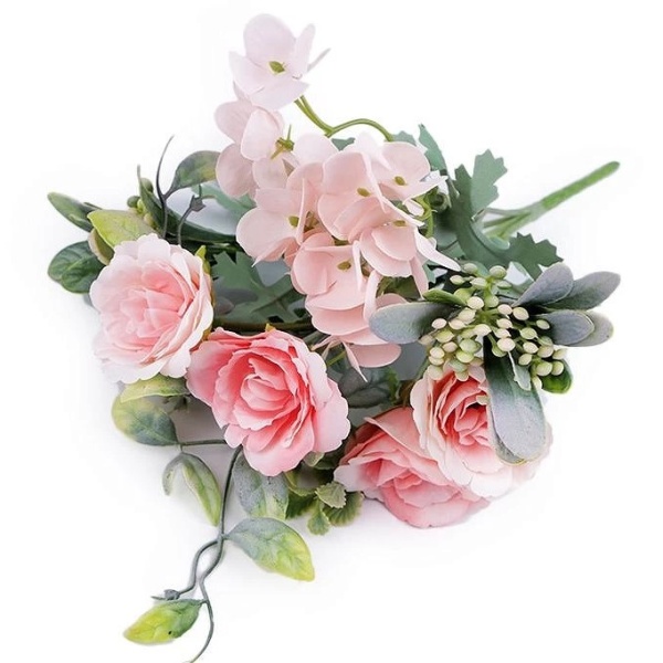 Kytice umělá mix květů růžová