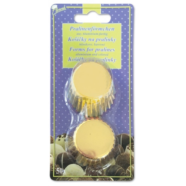 Mini košíčky na pralinky hliníkové zlaté 50 ks