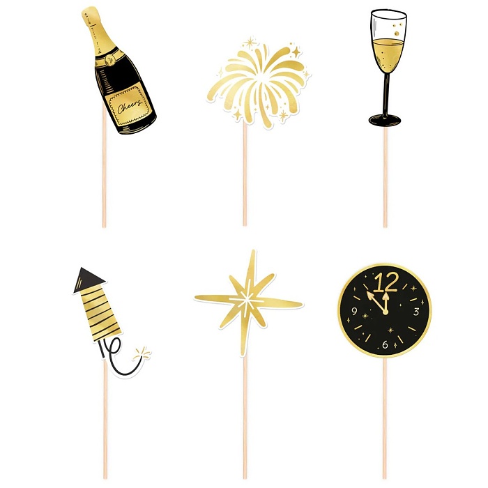 Napichovátka HNY černo-zlatá 6ks