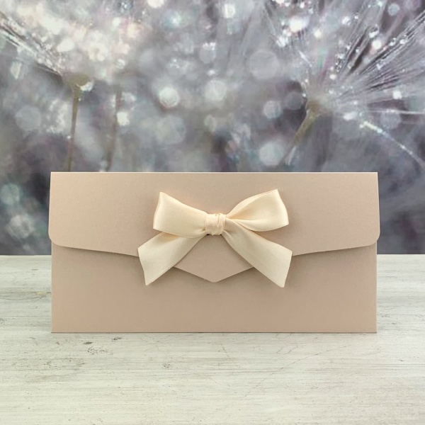 OBÁLKA na peníze pudrová s mašlí 22x11cm