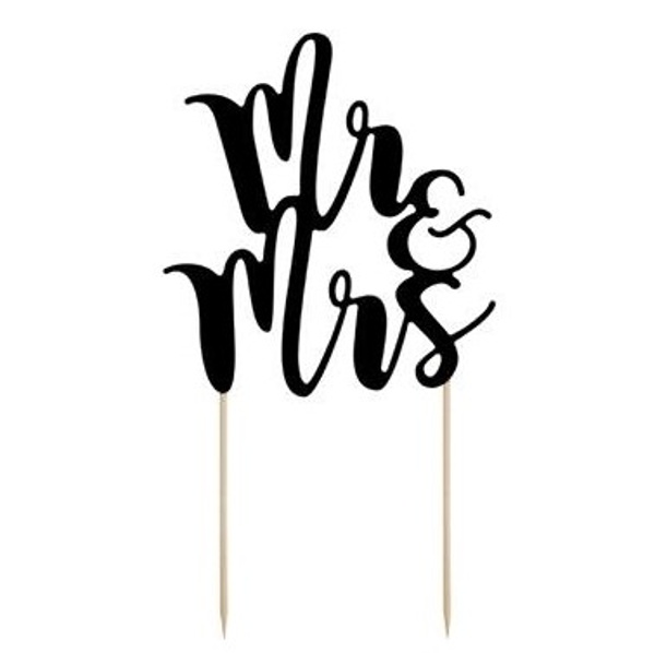 Svatební party Mr & Mrs - Dekorace na dort 25,5 cm