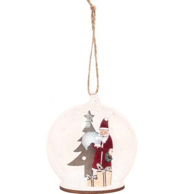 OZDOBA vánoční Santa ve skleněné kouli 8,5 cm