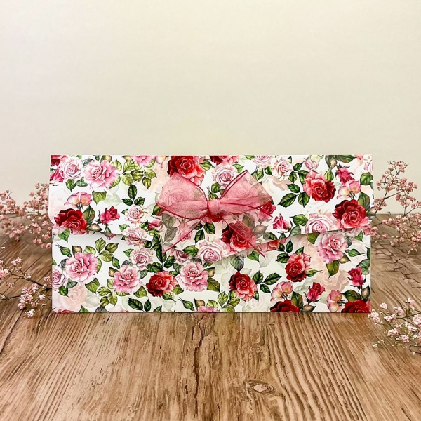 Obálka na peníze s mašlí Růže