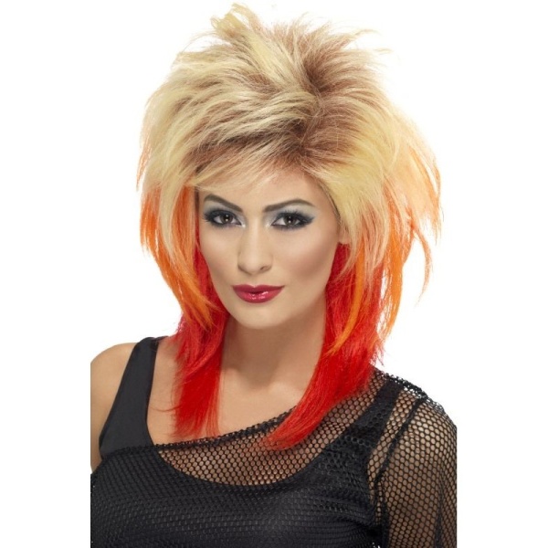 PARUKA dámská blond/červená 80's Mullet